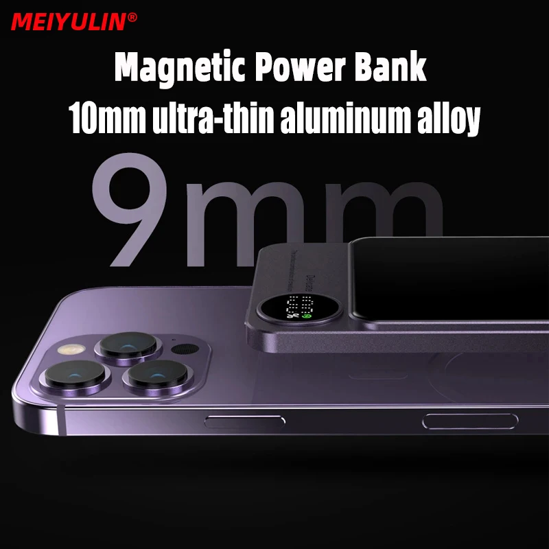 10000 ма Прозрачен Магнитен безжичен захранване 5000 ма Преносим PD20W Бързо зареждане и външна батерия за iPhone 14 13 Samsung . ' - ' . 2