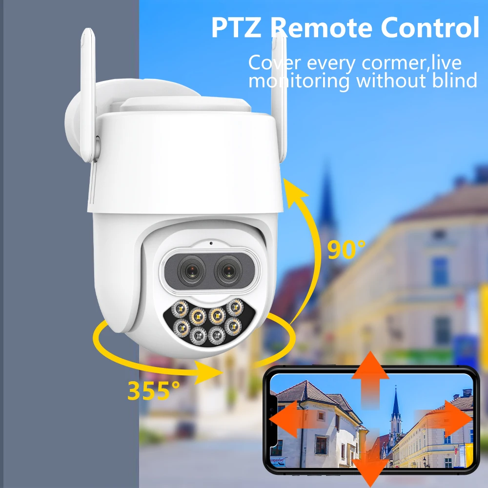 8-Кратно Увеличение с двойна леща 4K 8MP WIFI Камера за сигурност Smart Remote Access PTZ Цветна Камера за нощно виждане Външна 360 ° Камера за видеонаблюдение . ' - ' . 4