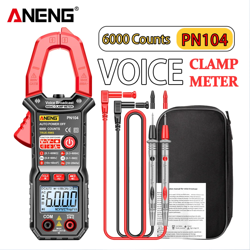 ANENG PN104 Клещи Ac Гласова Излъчване Мултицет AC DC Тестер за Напрежение Усилвател Hz Капацитет NCV Ти Тестер Инструменти . ' - ' . 0