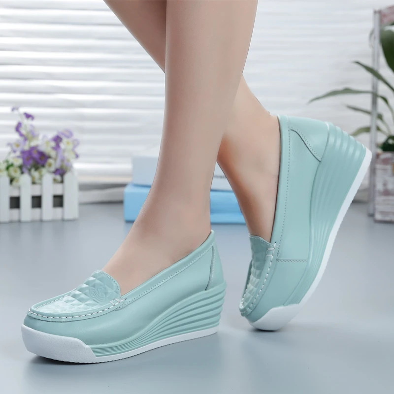 BCEBYL 2023, Пролет-есен, Нова модни дамски обувки на танкетке с дебела подметка, ежедневни спортни обувки, обувки за медицински сестри с малките си пръсти . ' - ' . 0