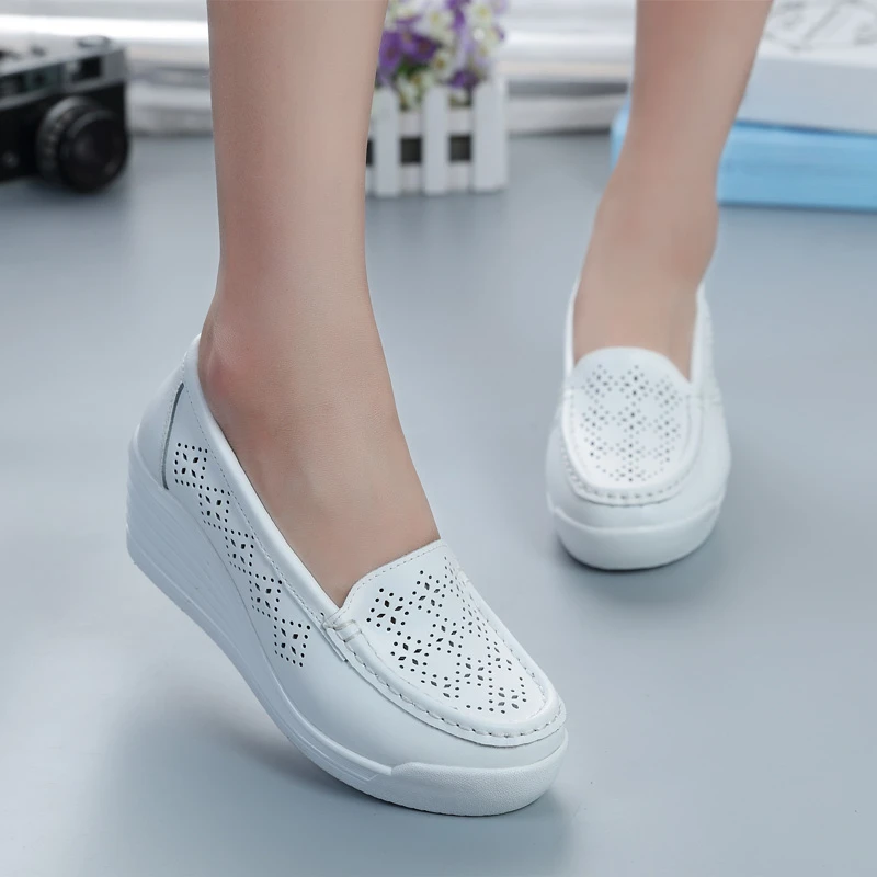 BCEBYL 2023, Пролет-есен, Нова модни дамски обувки на танкетке с дебела подметка, ежедневни спортни обувки, обувки за медицински сестри с малките си пръсти . ' - ' . 1