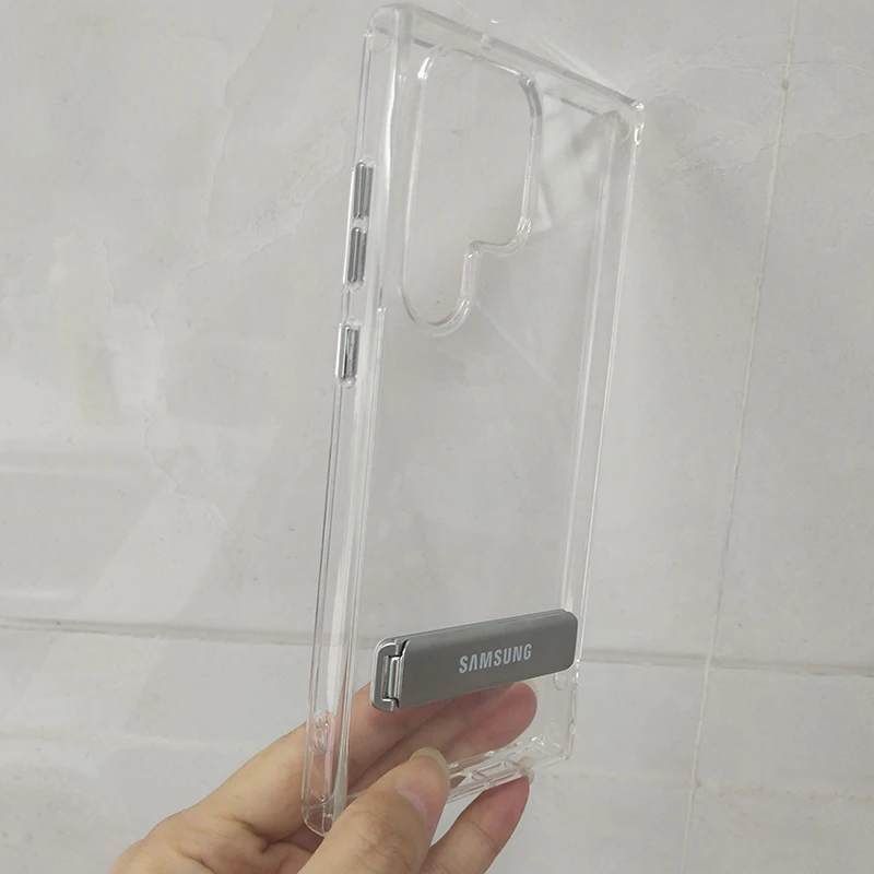 Samsung Galaxy S22 S23 Ultra Case S22 Plus S23 + Метална Поставка За Краката, Прозрачна предна част от TPU, Задната част на кутията-поставка За S 23 22, Прозрачна Обвивка . ' - ' . 2