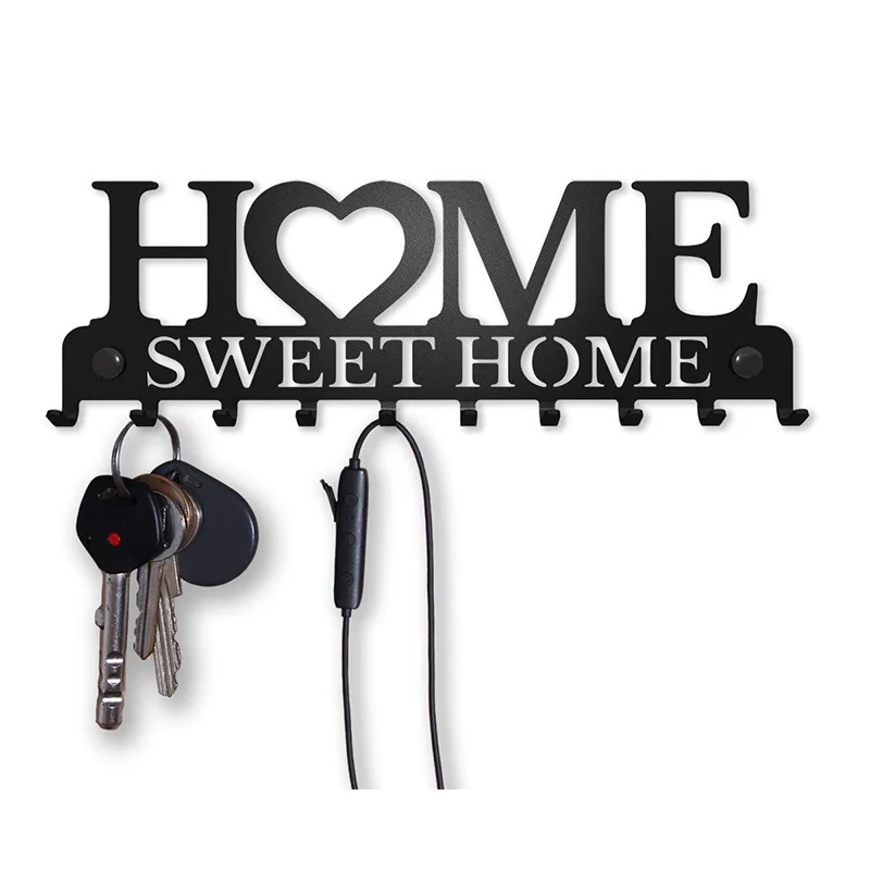Sweet Home Черен Метален Балкон, Стенни Закачалка, Държач за ключове, Кухненски Органайзер, Закачалки за съхранение в банята . ' - ' . 1