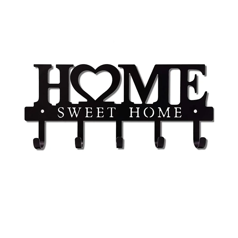 Sweet Home Черен Метален Балкон, Стенни Закачалка, Държач за ключове, Кухненски Органайзер, Закачалки за съхранение в банята . ' - ' . 4