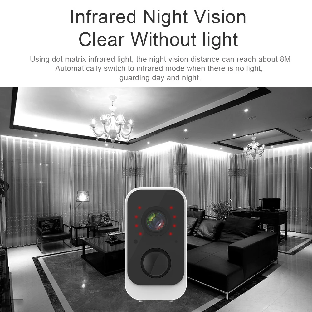 Wifi Акумулаторна Помещение Външни Безжични камери за видеонаблюдение 1080P Нощно Виждане с Разкриването на движения Водоустойчива IP камера дома за сигурност . ' - ' . 3