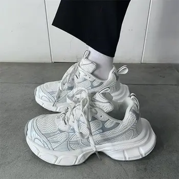 Дамски ежедневни обувки 2023, Нов дизайн, Дамски Вулканизированная обувки, Спортни обувки в стил ретро, Модерни масивни маратонки, Женски