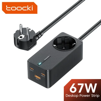 Toocki67 W GaN Зарядно Устройство Power Strip QC 3,0 PD3.0 Настолна зарядно устройство за iPhone, Samsung, Huawei, Xiaomi 65 W GaN C USB Зарядно устройство
