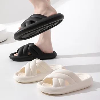 2023 Женски Мъжки чехли, Летни джапанки, плажни сандали с дебела платформа, Меки домашни шкафове за баня, нескользящие ежедневни сандали от EVA