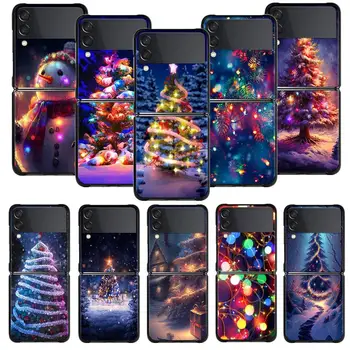 Калъф за телефон Samsung Galaxy Z Flip 5 Z Flip 4 Z Flip3 5G Калъф за Galaxy Z с панти капак, Весела Коледна Елха, Снежен човек Мечтите си