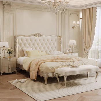 Старинни Луксозни Рамки За Легла Queen Эстетичная Модерна Бяла Спалня С Двойно Легло King Size С Таблата Европейската Мебели За Дома Camas Y Muebles