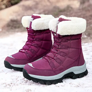 Зимните Водоустойчиви и устойчиви на студ дамски обувки с Флисом, Изолирана Топли Зимни обувки, Дамски Обувки