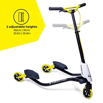 Фантастичен професионален детски 3-колесен скутер е 6 + черно и жълто за забавна път с кола!