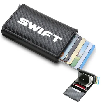 Държач за карти, изработени от Въглеродни влакна, Чанти За Мъже И Жени, RFID Кожена Тънък мини чантата си за Suzuki Swift, автомобилни Аксесоари