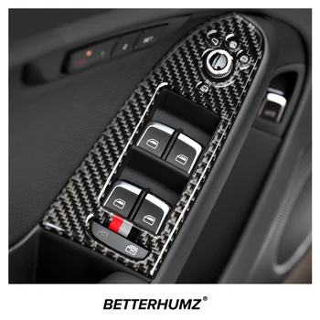 За Audi A4 B8 2009-2016 Въглеродни влакна, Автомобилни прозорци, Панел за управление Бутон за превключване на Финала Рамка Стикер Аксесоари за интериор на Автомобил
