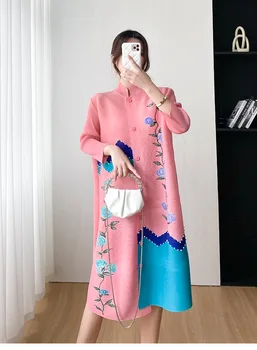 Жена Плиссированное рокля в стил Miyake, Темпераментное Модно рокля от висок клас, Женски Нов Пролетно-есенен жилетка 2023, Плиссированный принт