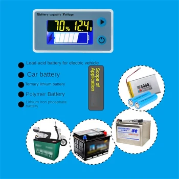 JS-C33 Индикатор за капацитет на батерията 12 24 36 48 60 72 10-100 В Литиево-йонна Оловно-киселинната Тестер за батерии С LCD Дисплей Температурен Волтметър