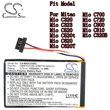 Cameron Sino GPS, Навигатор батерии за Mitac Mio C320 C323 C520 C520t C620 C620T C700 C720 C800 C810 C320B Литиево-полимерна 1150 mah