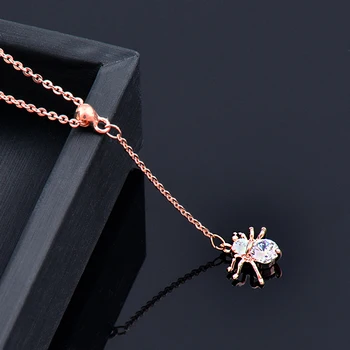 SINLEERY, уважаеми кристално колие във формата на паяк, верига от розово злато, модни бижута и аксесоари