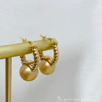 Дамски обеци-пръстен от 18-каратово злато MADALENA SARARA с перли Southsea Gold
