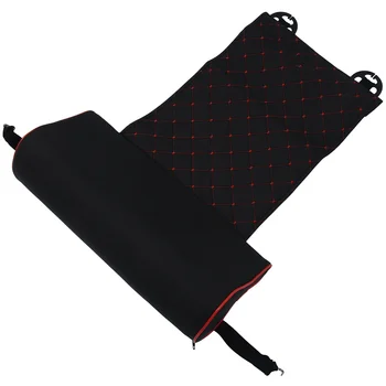 Авто кожена подложка за крака, който поддържа удължител, Мека кожена възглавница за краката, наколенник с ефект на паметта, Черна и Червена линия