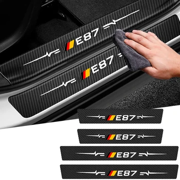 Автомобилни стикери Против надраскване, протектор на прага, защита на праговете за BMW E87, лого, 1 серия, аксесоари за полагане на въглеродни влакна