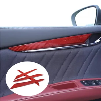 Червена Декорация На Вътрешната Врата На Таблото На Колата Е От Въглеродни Влакна, Декоративна Стикер, Подходящ За Maserati Quattroporte Ghibli 2014-22, Автомобилни Аксесоари