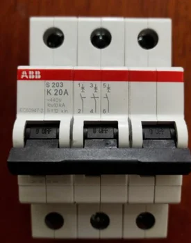 1 бр. Оригинален миниатюрен автоматичен прекъсвач ABB S203-K20 3P 20A, безплатна доставка