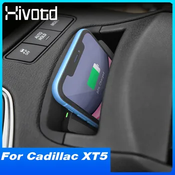 Hivotd Кола QI Безжично Зарядно Устройство За Cadillac XT5 XT6 Аксесоари Промяна на Интериора 10 W Бързо Зареждане на Телефон Мат 2018-2023