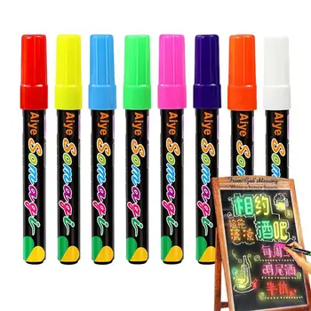 Флуоресцентни маркери за colorization черна дъска, 8 цвята, дръжки за рисуване, арт аксесоари, артистични маркери, ярки цветове