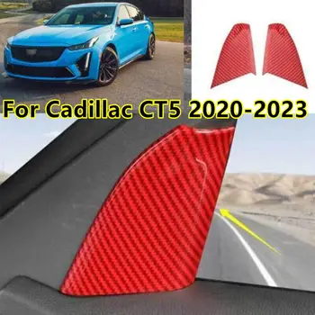 2 бр./Компл. ABS Червено Въглеродни Влакна Триъгълна Предна Тампон Върху Багажник За Cadillac CT5 2020 2021 2022 2023