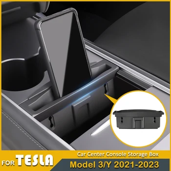 Кутия За Съхранение На Централната Конзола На Автомобила Tesla Model 3 Y 2022 2023 2021 Карта Ключ Телефон Кабел За Зареждане Органайзер Калъф Вътрешен Джоб