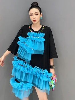 SuperAen Лято 2023, Ново Корейското Сшитое Газово рокля-риза, Улично рокля Оверсайз