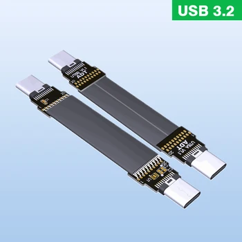 USB3.2 USB Конектор-C с плосък прикрепен към конектора USB-C с плосък стена с кабел E-mark IC 20G или 10G + displayport