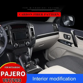 За Mitsubishi Pajero Стикери за интериора на колата Pajero Промяна на интериора, изработени от въглеродни влакна V97 V93 Стикери за декорация на интериора