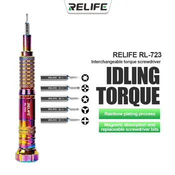 RELIFE RL-723 Взаимозаменяеми Набор от отвертки Dling Toroue С цветен покритие за поправка на мобилни телефони, Инструмент за разглобяване и поддръжка