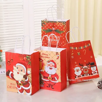 12 бр. Коледна чанта от крафт-хартия, опаковки от бонбони и бисквити, подаръчни комплекти, за деца, Подаръци за гостите честита Нова година