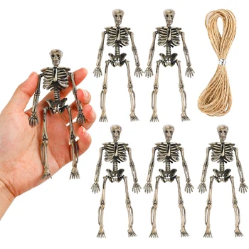 Мини-скелети на Хелоуин, се понижи с подвижни стави, 8 бр., декорация във формата на Черепа, на атмосферата на фестивала, музика, украса за партита 5,9 инча