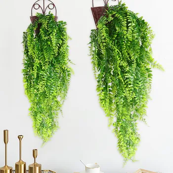 Подвесная персийски лоза с цветя, а на стената, изкуствена подвесная лоза папрат, Подвесная Зелени, 2 бр., Есенни пълнители за ваз