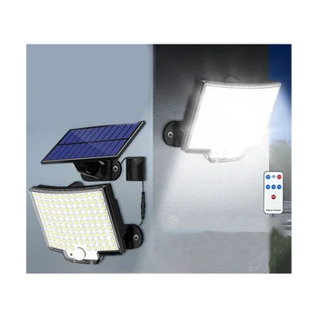 Слънчева светлина на открито, 106LED Прожектори с датчик за движение на слънчевата енергия с дистанционно управление, Led Слънчеви Стенни лампи, 2 опаковки