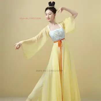 2023 китайското винтажное танцово рокля с национална бродерия на цветя, шифоновое рокля hanfu, източен народен живописна танцов костюм