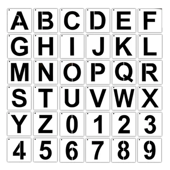 Шаблони с букви за рисуване върху дърво, 108 бр., Шаблони с букви и цифри, за Многократна употреба Шаблони, шрифтове за домашен декор
