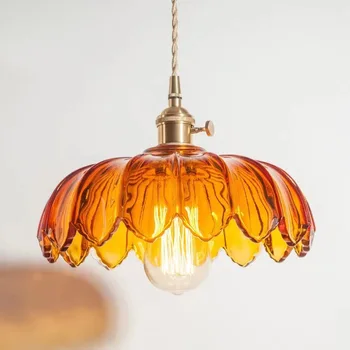 Висящи осветителни тела от мед в скандинавски стил за кухня, трапезария, хол, модерна стъклена окачена лампа Lamparas Colgantes