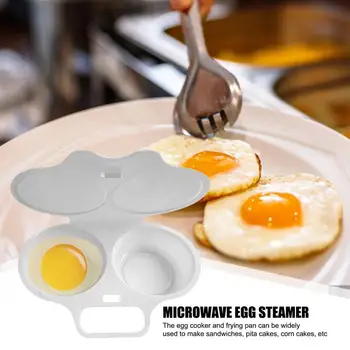 Микровълнова яйцеварка с 2 Кухини, двойна котела за приготвяне на яйца от хранително-пластмаса, Удобна Кухня Форма За приготвяне на Яйца