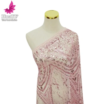 1 Ярд висококачествена дантела плат с много мъниста, вечерна рокля, дрехи за партита Afircan Bride Материал HY1794