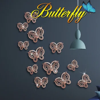 12шт Кухи Симулационни 3D стикери пеперуди Начало Декор Спални САМ Художествена Живопис Вечерни Сватбени украси на Пеперудата Стикери за стена