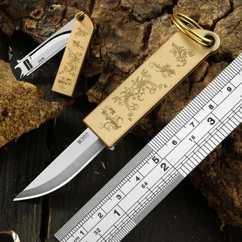 Сгъваем Нож с Острие M390 за Самозащита, Латунная Химикалка, Ключодържател за оцеляване в Къмпинга, Авариен Джобен Нож, Преносими и Мини Сгъваем Нож