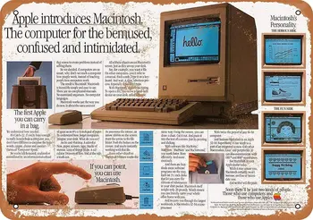 1984 Apple Macintosh Intro Ad 12X8 Инча, Ретро Метална Лидице Табела, Ретро арт Плакат, знак, табела в двора, Букви, неонова реклама Аниме