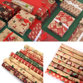 Опаковъчна хартия за подаръци за Коледа, Рожден Ден, Сватба, Изделия от хартия, Колекция от Коледни елементи, Подарък кутия, Опаковъчна хартия