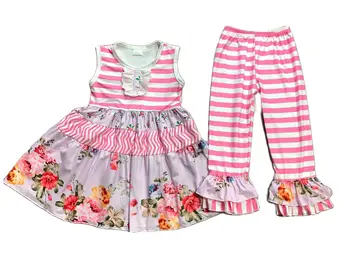 Модни дрехи за малките момичета на Едро, Бутик Chidlren, Риза с къси розови ръкави, разкроена панталони, Бутик за дрехи