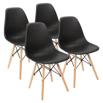 Трапезни столове Lacoo Предварително събрани Модерни столове DSW под формата на миди без подлакътници за кухня, трапезария, хол, Комплект от 4 страничните столове